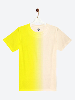 Yk Boys Ombre Polyester Regular T Shirt(White, Pack of 1)