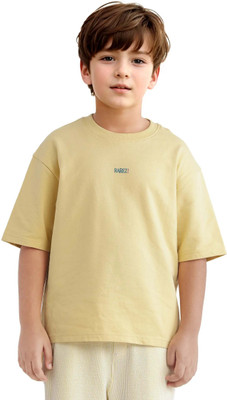 Rare Ones Boys Graphic Print Cotton Blend Oversized T Shirt(Yellow, Pack of 1)