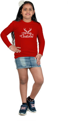 CHOMMBOOKA TREND Boys & Girls Printed Cotton Blend Regular T Shirt(Red, Pack of 1)