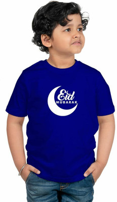 CHOMMBOOKA TREND Boys Printed Pure Cotton Regular T Shirt(Blue, Pack of 1)