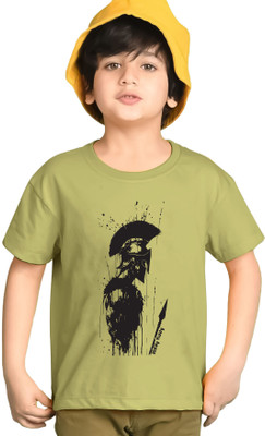AUSK Boys Graphic Print Cotton Blend Regular T Shirt(Light Green, Pack of 1)