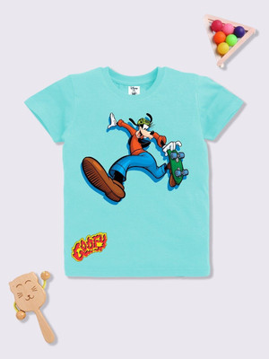 YK Disney Boys & Girls Printed Pure Cotton Oversized T Shirt(Blue, Pack of 1)