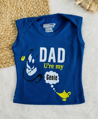 Piku Store Baby Boys & Baby Girls Graphic Print Cotton Blend T Shirt(Blue, Pack of 1)