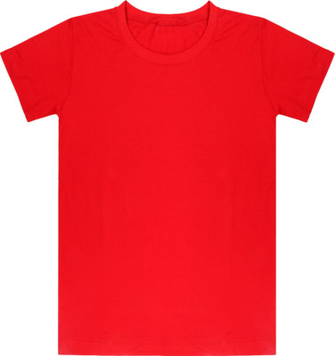 3SIX5 Boys Solid Pure Cotton Regular T Shirt(Red, Pack of 1)
