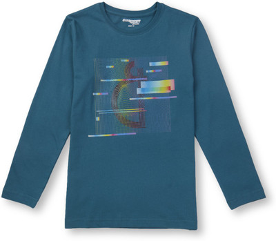 GINI & JONY Boys Printed Cotton Blend Regular T Shirt(Dark Green, Pack of 1)