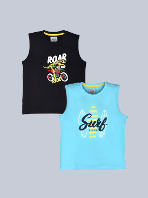 LUX cozi Boys Typography Pure Cotton Regular T Shirt(Multicolor, Pack of 2)
