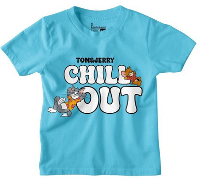 BonOrganik Boys Printed Pure Cotton Regular T Shirt(Blue, Pack of 1)