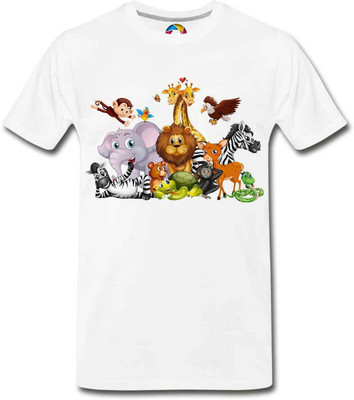 Print My Fashion Boys Printed Cotton Blend Regular T Shirt(Multicolor, Pack of 1)