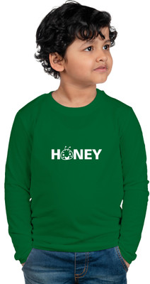 CHOMBOOKA Boys Typography Cotton Blend Regular T Shirt(Green, Pack of 1)