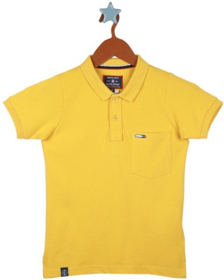 MONTE CARLO Boys Solid Pure Cotton T Shirt(Yellow, Pack of 1)