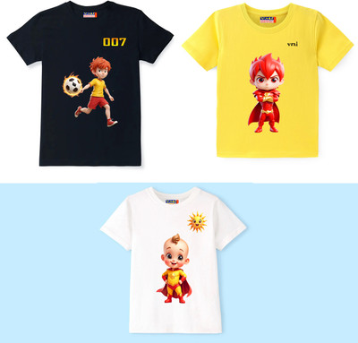 VMI FASHION Baby Boys & Baby Girls Printed Pure Cotton Regular T Shirt(Multicolor, Pack of 3)