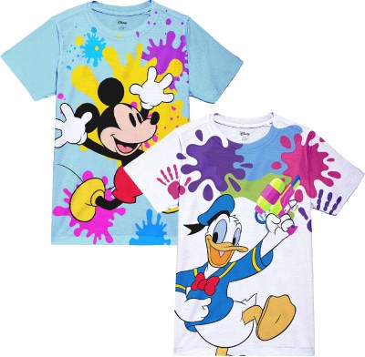 DISNEY BY MISS & CHIEF Boys Graphic Print Polycotton T Shirt(Blue, Pack of 2)