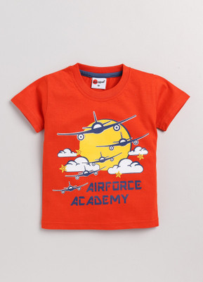 Mars Infiniti Boys Typography Pure Cotton Regular T Shirt(Red, Pack of 1)