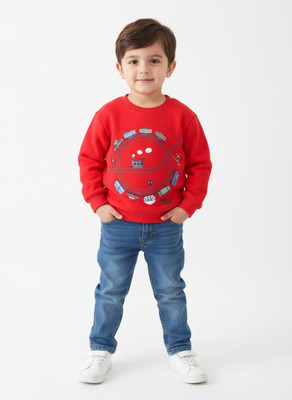 mikaboo Baby Boys & Baby Girls Graphic Print Cotton Blend Regular T Shirt(Red, Pack of 1)