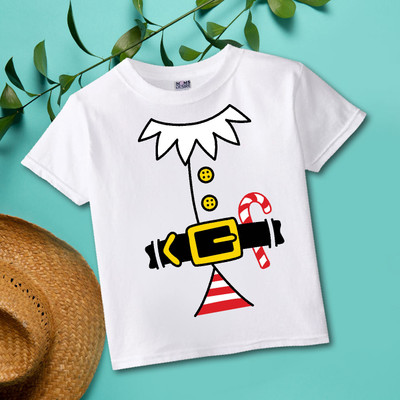 MOMS DESIRE Baby Boys & Baby Girls Self Design Cotton Blend Regular T Shirt(White, Pack of 1)