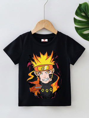 AAR STORE Boys & Girls Printed Polyester Regular T Shirt(Black, Pack of 1)