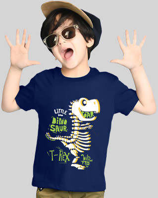 AUSK Boys Printed Cotton Blend Regular T Shirt(Blue, Pack of 1)