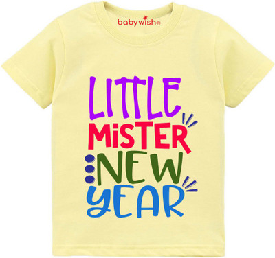Babywish Boys Typography, Printed Cotton Blend Regular T Shirt(Multicolor, Pack of 1)