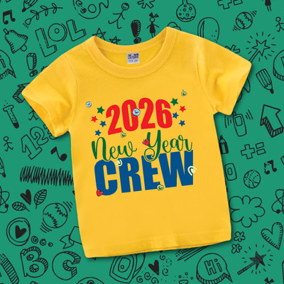 MOMS DESIRE Baby Boys & Baby Girls Self Design Cotton Blend Regular T Shirt(Yellow, Pack of 1)