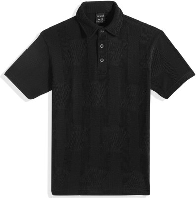 CAVIO Boys Self Design Cotton Blend Regular T Shirt(Black, Pack of 1)