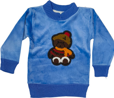 Minicaptain Baby Boys & Baby Girls Self Design Wool Blend Regular T Shirt(Blue, Pack of 1)