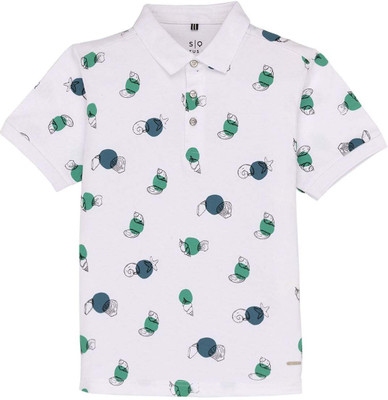 Status Quo Boys Printed Cotton Blend Regular T Shirt(White, Pack of 1)
