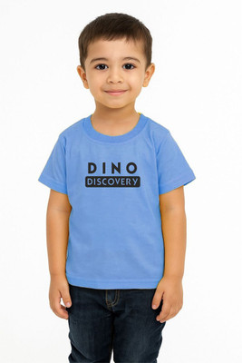 GROWWEARS Boys Typography Cotton Blend Regular T Shirt(Blue, Pack of 1)