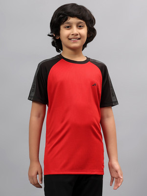 VECTOR X Boys Typography Polyester Regular T Shirt(Red, Pack of 1)