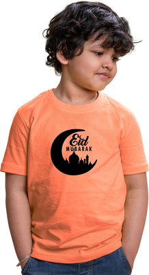 CHOMMBOOKA TREND Boys Typography, Graphic Print Pure Cotton Regular T Shirt(Orange, Pack of 1)