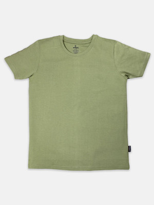 Kiddo Paanti Boys Solid Pure Cotton Regular T Shirt(Green, Pack of 1)