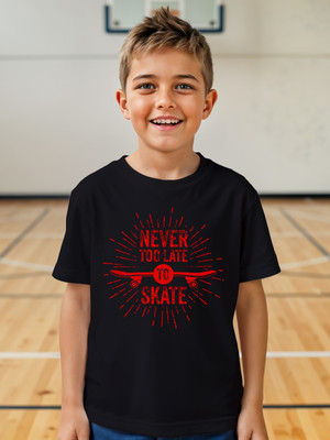 Billion Boys Printed Pure Cotton Regular T Shirt(Black, Pack of 1)