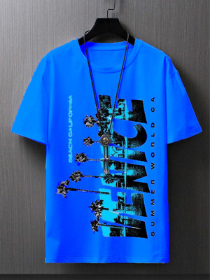 Tripcolos Collection Baby Boys & Baby Girls Printed Cotton Blend Regular T Shirt(Blue, Pack of 1)