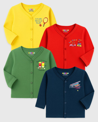 Kuchipoo Baby Boys Printed Pure Cotton Regular T Shirt(Multicolor, Pack of 4)