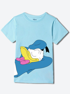 YK Disney Boys Graphic Print Polycotton Regular T Shirt(Blue, Pack of 1)