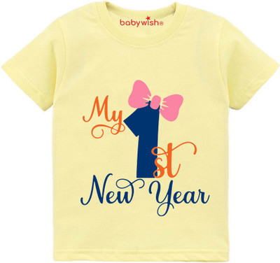 Babywish Boys Typography, Printed Cotton Blend Regular T Shirt(Multicolor, Pack of 1)