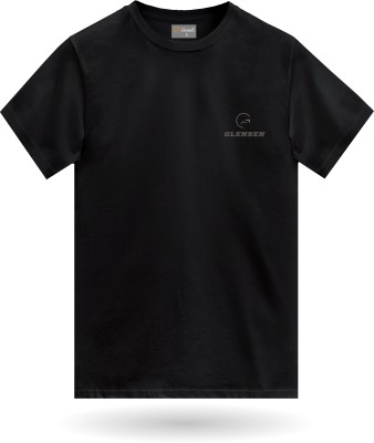 Glensen Boys Solid Polyester Regular T Shirt(Black, Pack of 1)