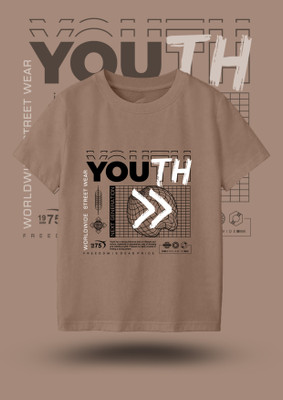 Codez Boys Printed Cotton Blend Regular T Shirt(Brown, Pack of 1)
