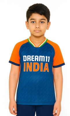 DOSTITCH Boys & Girls Printed Polyester Regular T Shirt(Multicolor, Pack of 1)