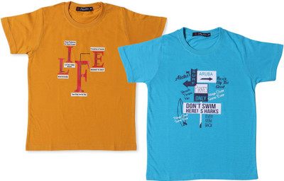NeuVin Baby Boys & Baby Girls Printed Cotton Blend Regular T Shirt(Multicolor, Pack of 2)