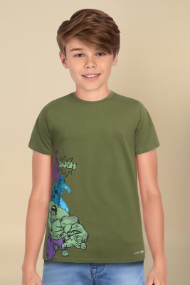 Allen Solly Boys Graphic Print Polycotton Regular T Shirt(Green, Pack of 1)