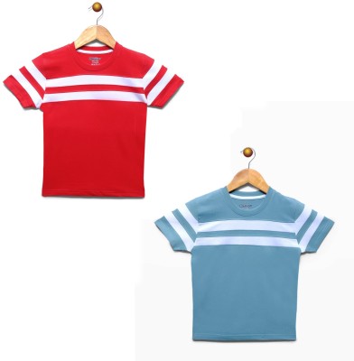 Billion Boys Striped Pure Cotton Regular T Shirt(Multicolor, Pack of 2)