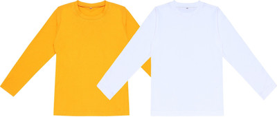 UNFLD Boys Solid Pure Cotton Regular T Shirt(Multicolor, Pack of 2)