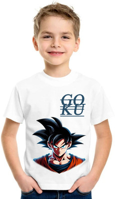 TAPA KON Boys & Girls Printed Polycotton Regular T Shirt(White, Pack of 1)