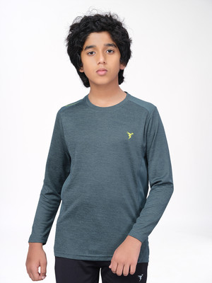 TECHNOSPORT Boys Solid Polyester Slim T Shirt(Grey, Pack of 1)