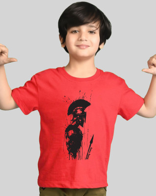 Kiddy Viddy Boys Printed Cotton Blend Regular T Shirt(Red, Pack of 1)