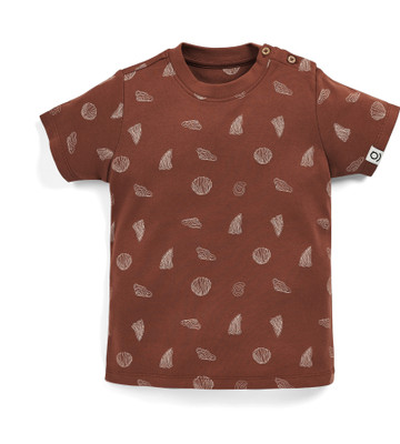 Sprog Collection Baby Boys & Baby Girls Printed Pure Cotton Regular T Shirt(Brown, Pack of 1)