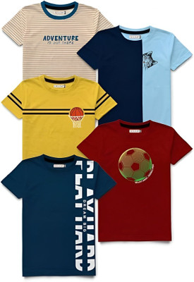 Swarnavaran Baby Boys & Baby Girls Printed Cotton Blend T Shirt(Multicolor, Pack of 1)