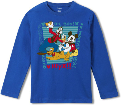 Disney By Wear Your Mind Boys Printed Pure Cotton Regular T Shirt(Blue, Pack of 1)