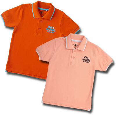 Cub McPaws Boys Solid Pure Cotton Regular T Shirt(Multicolor, Pack of 2)