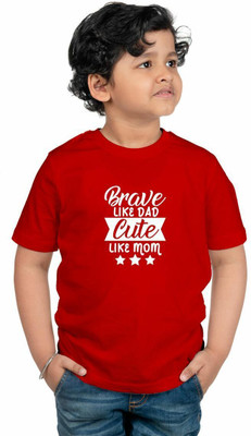 CHOMMBOOKA TRENDING Boys Typography, Printed Pure Cotton Regular T Shirt(Red, Pack of 1)